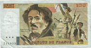 Frankreich 100 Francs Delacroix, N.89, SS, Fayette:69bis.2b -