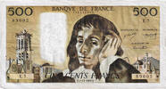 Frankreich 500 Francs Pascal, E.7, SS, Fayette:71.2 -