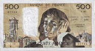 Frankreich 500 Francs Pascal, V.80, S+, Fayette:71.17 -