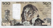 Frankreich 500 Francs Pascal, L.239, VZ, Fayette:71.34 -