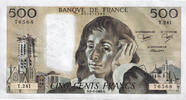 Frankreich 500 Francs Pascal, T.241, UNZ-, Fayette:71.34 -