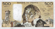 Frankreich 500 Francs Pascal, D.279, SS+, Fayette:71.39 -