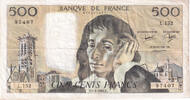 Frankreich 500 Francs Pascal, L.152, SS, Fayette:71.26, KM:156e -