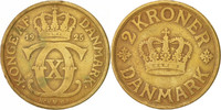 Dänemark 2 Kroner Münze, Christian X, Copenhagen, SS, Aluminum-Bronze -