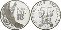 Frankreich 5 Francs Tour Eiffel, Paris, BE, Silber, STGL, KM:968a -