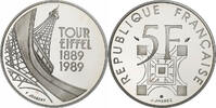 Frankreich 5 Francs Tour Eiffel, Paris, BE, Silber, STGL, KM:968a -
