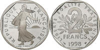 Frankreich 2 Francs Münze, Semeuse, Paris, Proof / BE, STGL, Nickel -