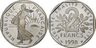 Frankreich 2 Francs Semeuse, Paris, Proof / BE, Nickel, UNZ+ -