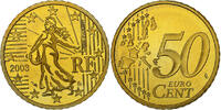 Frankreich 50 Euro Cent BE, STGL, Messing, KM:1287 -