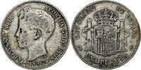 Spanien Peseta Alfonso XIII, Silber, S+, KM:706 -