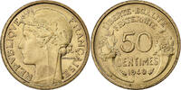 Frankreich 50 Centimes Münze, Morlon, Paris, VZ, Aluminum-Bronze -