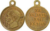 Italien Medaille Victor Emmanuel II, Roi d'Italie, Messing, VZ -