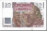 Frankreich 50 Francs 1950 Geldschein, 50 F 1946-1951 Le Verrier VZ+