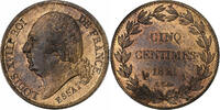 Frankreich 5 Centimes Louis XVIII, Paris, Pattern, Bronze, VZ -