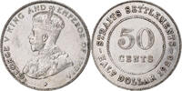 Straits Settlements 50 Cents George V, Bombay, Silber, SS+ -