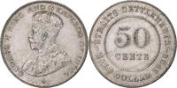 Straits Settlements 50 Cents George V, Bombay, Silber, SS+ -