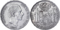 Philippinen 50 Centimos Alfonso XII, Manila, Silber, SS+ -