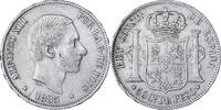 Philippinen 50 Centimos Alfonso XII, Manila, Silber, SS+ -