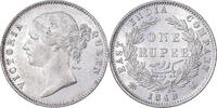 East India Company 1 Rupee Victoria, Silber, VZ, KM:458 -