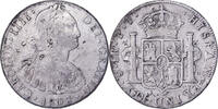 Bolivien 8 Reales Carlos IV, Santiago, Chopmarked, Silber, S+ -