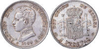 Spanien 2 Pesetas Alfonso XIII, Madrid, Silber, VZ -