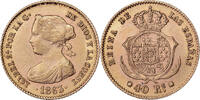 Spanien 40 Reales Isabel II, Barcelona, Gold, VZ -