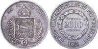 Brasilien 2000 Reis Pedro II, Rio de Janeiro, Silber, SS -