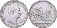 Italien 2 Lire Vittorio Emanuele III, Rome, Silber, VZ+ -