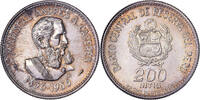 Peru 200 Intis Marshal Caceres, Lima, Silber, VZ+ -