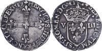 Frankreich 1/8 Ecu Henri III, Nantes, Silber, S+, Gadoury:485 -