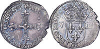 Frankreich 1/8 Ecu Henri III, Nantes, Silber, SS, Gadoury:485 -