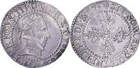 Frankreich 1/2 Franc au col plat Henri III, Poitiers, Silber, SS+ -