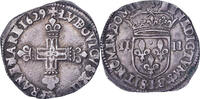 Frankreich 1/4 Ecu Louis XIII, Bayonne, Silber, SS, Gadoury:27 -