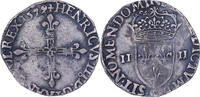 Frankreich 1/4 Ecu Henri III, Rennes, Silber, SS, Gadoury:494 -