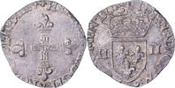 Frankreich 1/4 Ecu Henri III, Rennes, Silber, SS+, Gadoury:494 -