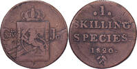 Norwegen 1 Skilling Carl XIV, Kongsberg, Bronze, S+ -