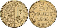 Canton of Geneva 20 Francs Geneva, Gold, SS+ -