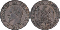 Frankreich 5 Centimes Napoleon III, Rouen, Anchor, Bronze, SS -