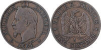 Frankreich 5 Centimes Napoleon III, Paris, Bronze, S+, Gadoury:155 -