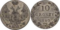 Polen 10 Groszy 1840 Moneta Wschovensis Münze, Nicholas I, Moneta Wschovensis, VZ, Silber