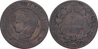 Frankreich 5 Centimes Cérès, Bordeaux, Bronze, SGE+, Gadoury:157a -