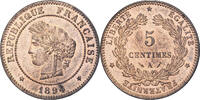 Frankreich 5 Centimes Cérès, Paris, Bronze, UNZ, Gadoury:157a -
