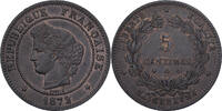 Frankreich 5 Centimes Cérès, Paris, Bronze, VZ+, Gadoury:157a -