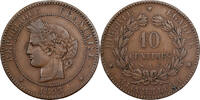 Frankreich 10 Centimes Cérès, Paris, Bronze, SS, Gadoury:265a -