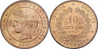 Frankreich 10 Centimes Cérès, Paris, Bronze, UNZ, Gadoury:265a -