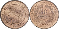 Frankreich 10 Centimes Cérès, Paris, Bronze, UNZ, Gadoury:265a -