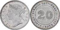 Straits Settlements 20 Cents Victoria, London, Silber, VZ -