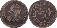 Frankreich Double Tournois Louis XIII, Axe Loire-Rhône, Kupfer, S+ -