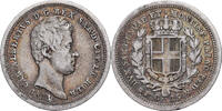 Kingdom of Sardinia 25 Centesimi Carlo Alberto, Torino, Silber, S+ -