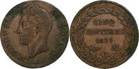 Monaco 5 Centimes Honore V, Kupfer, S+, Gadoury:MC102 -